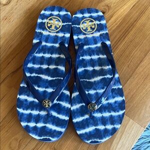 Tory Burch Blue and White Sandals